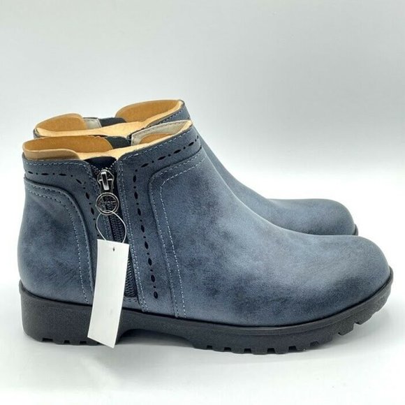 Jambu JSport Women's Size 7 Jenna Navy Zip Up Short Ankle Boot - Picture 3 of 9